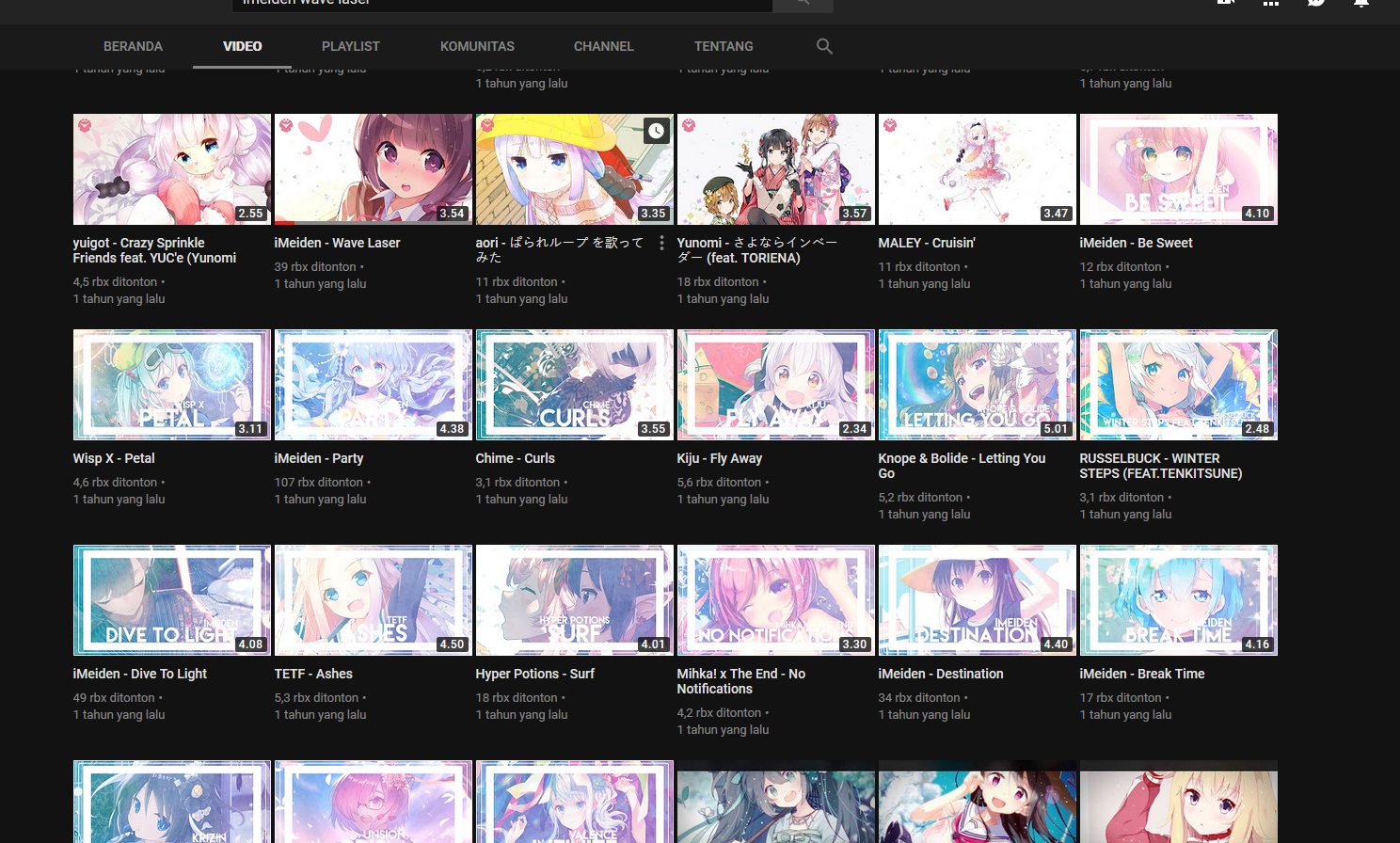 Penampakan video di Yuuki Channel